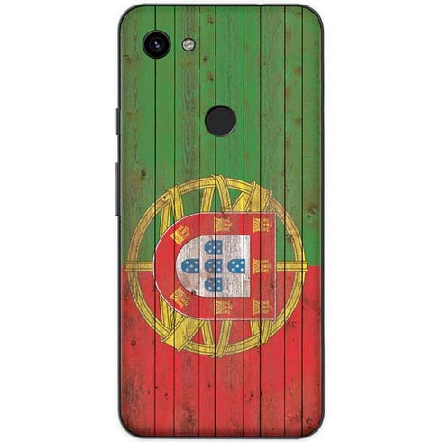 Portuguese Flag Dark Wood Google Pixel 3a XL Skin